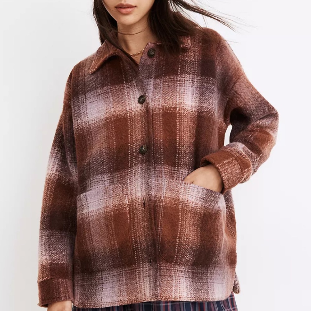 NWT - Madewell brushed plaid knit shirt jacket - sz Small